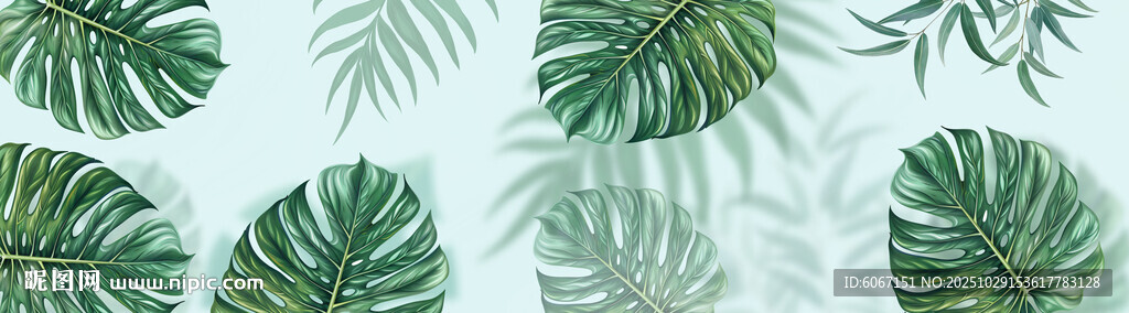 热带雨林绿植雾气模糊背景