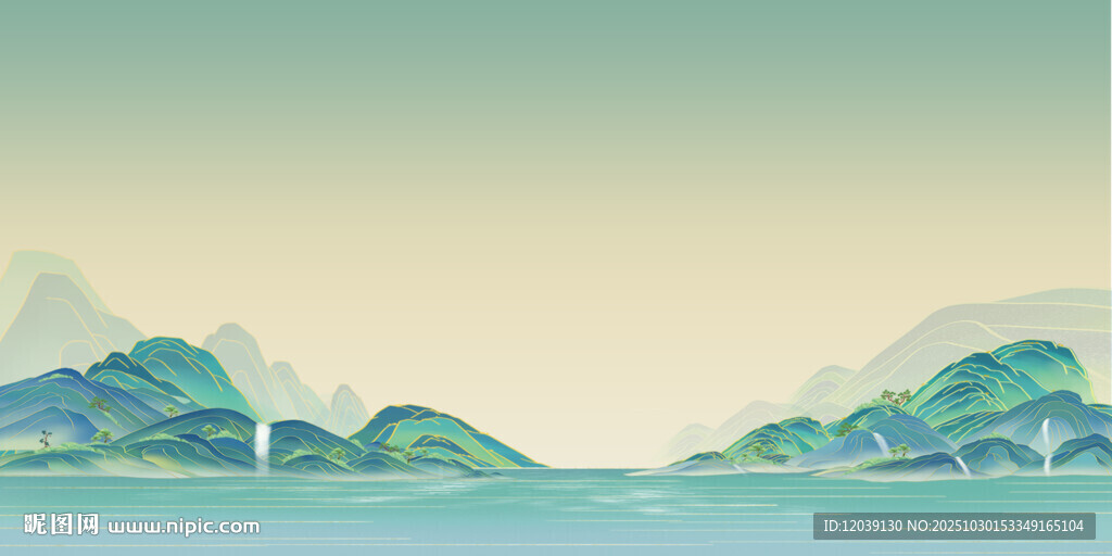 绿水青山山水展板