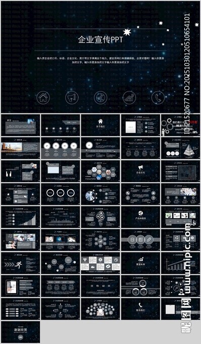 璀璨星空企业介绍宣传PPT模板