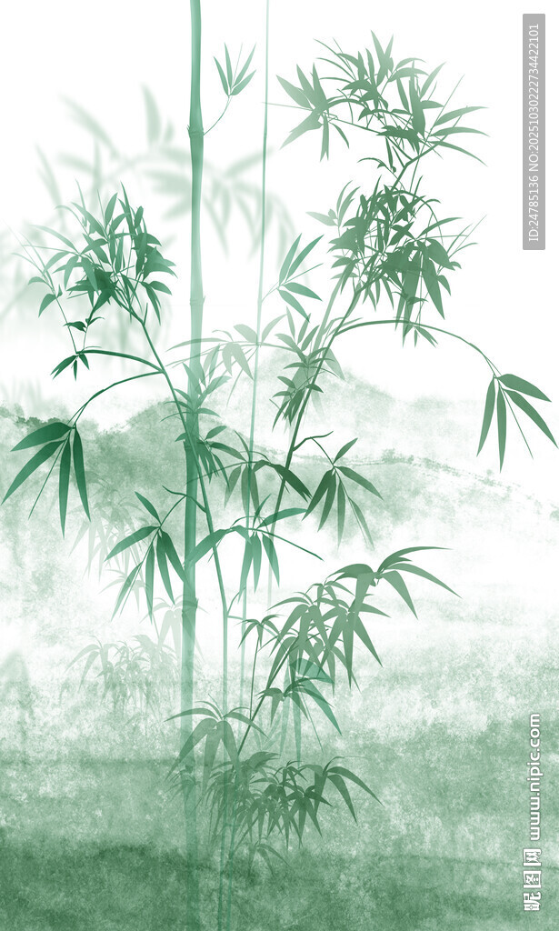 水墨竹子山水画