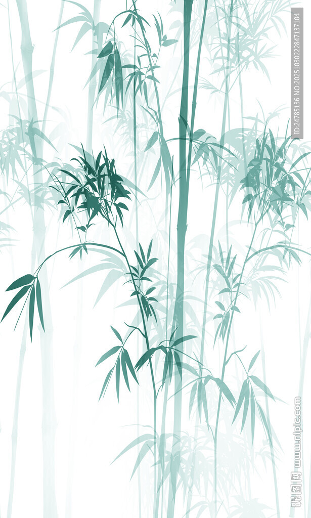 水墨竹子玄关画