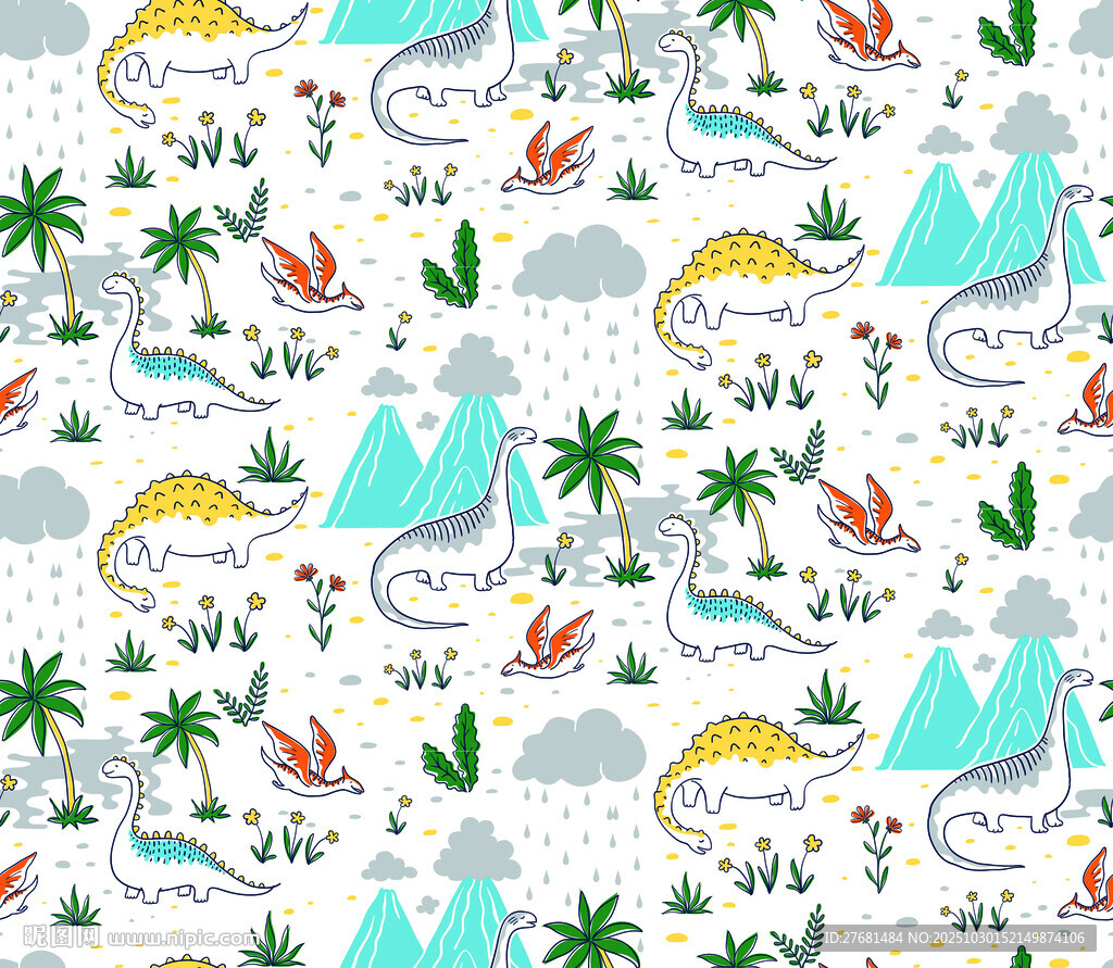 多彩卡通图案背景素材