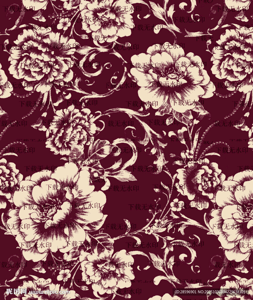 复古花卉图案纹理背景