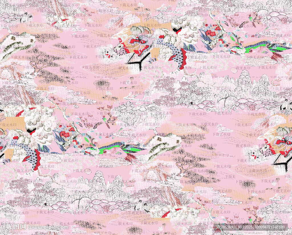 粉色花卉图案布料纹理