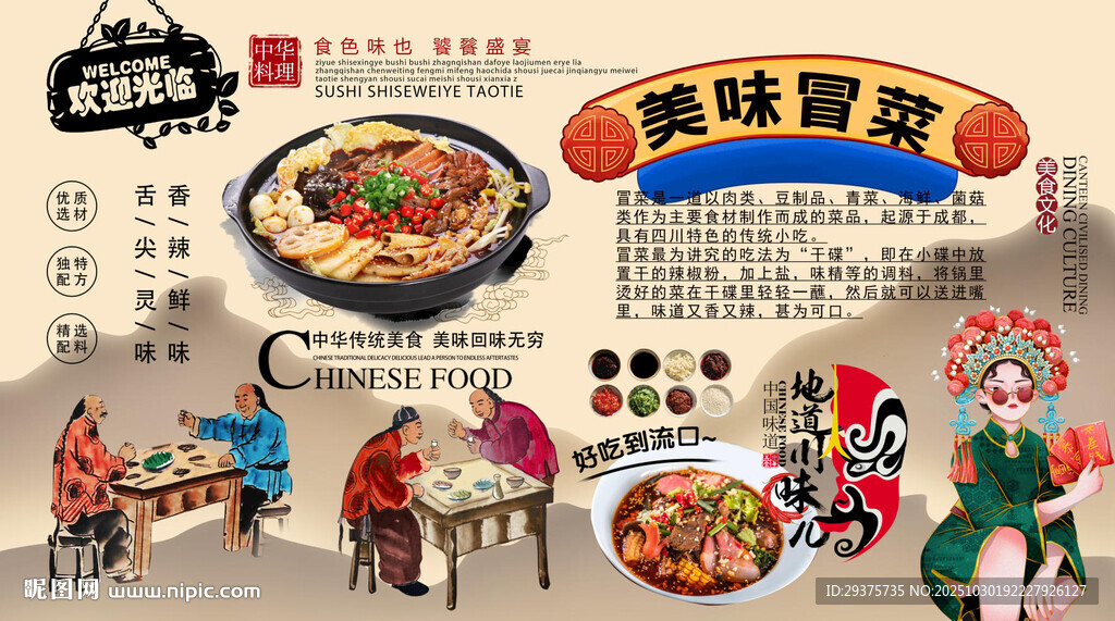 美味冒菜背景墙