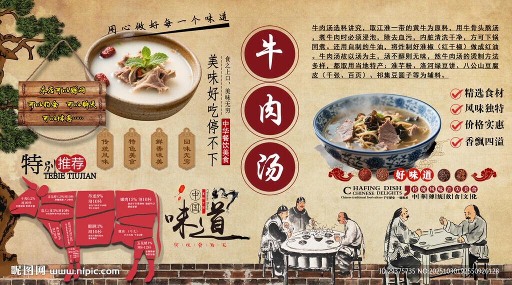 牛肉汤背景墙