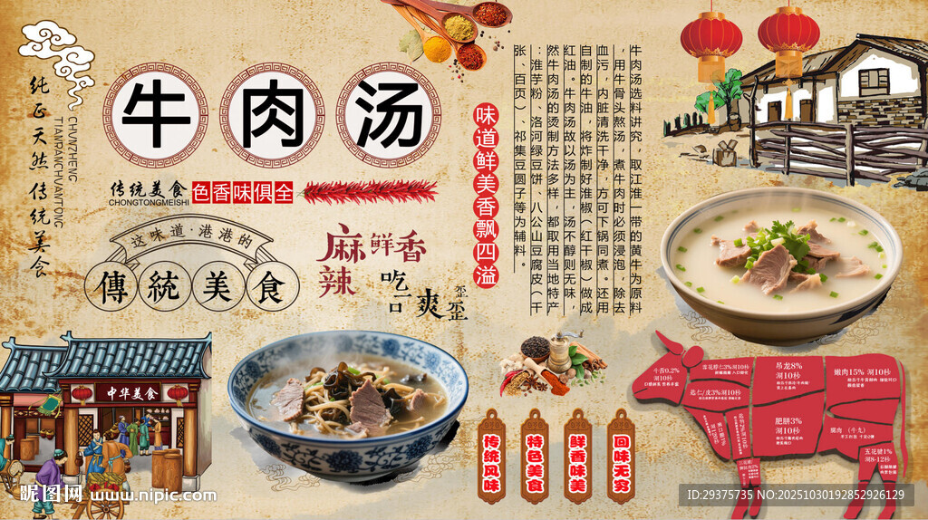 牛肉汤背景墙