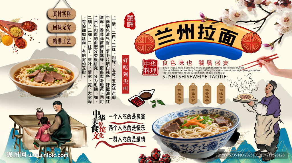 兰州拉面背景墙