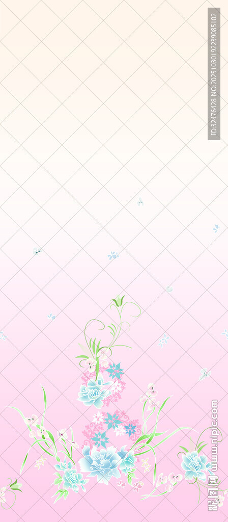 梦幻粉色花卉装饰图案