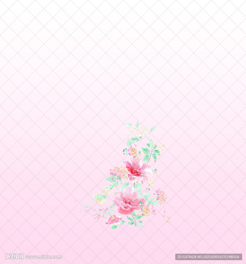 粉色渐变花卉装饰图案