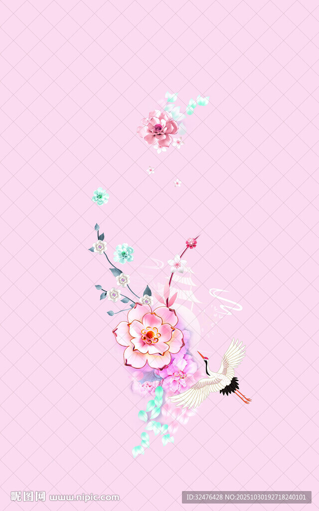 粉色花卉装饰图案