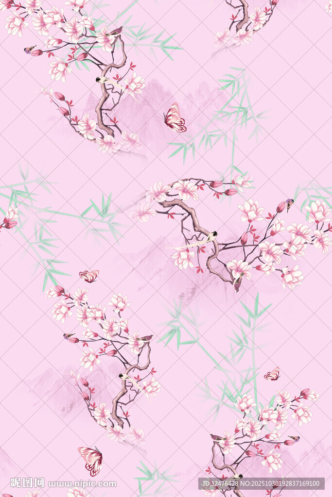 粉色花卉图案背景纹理