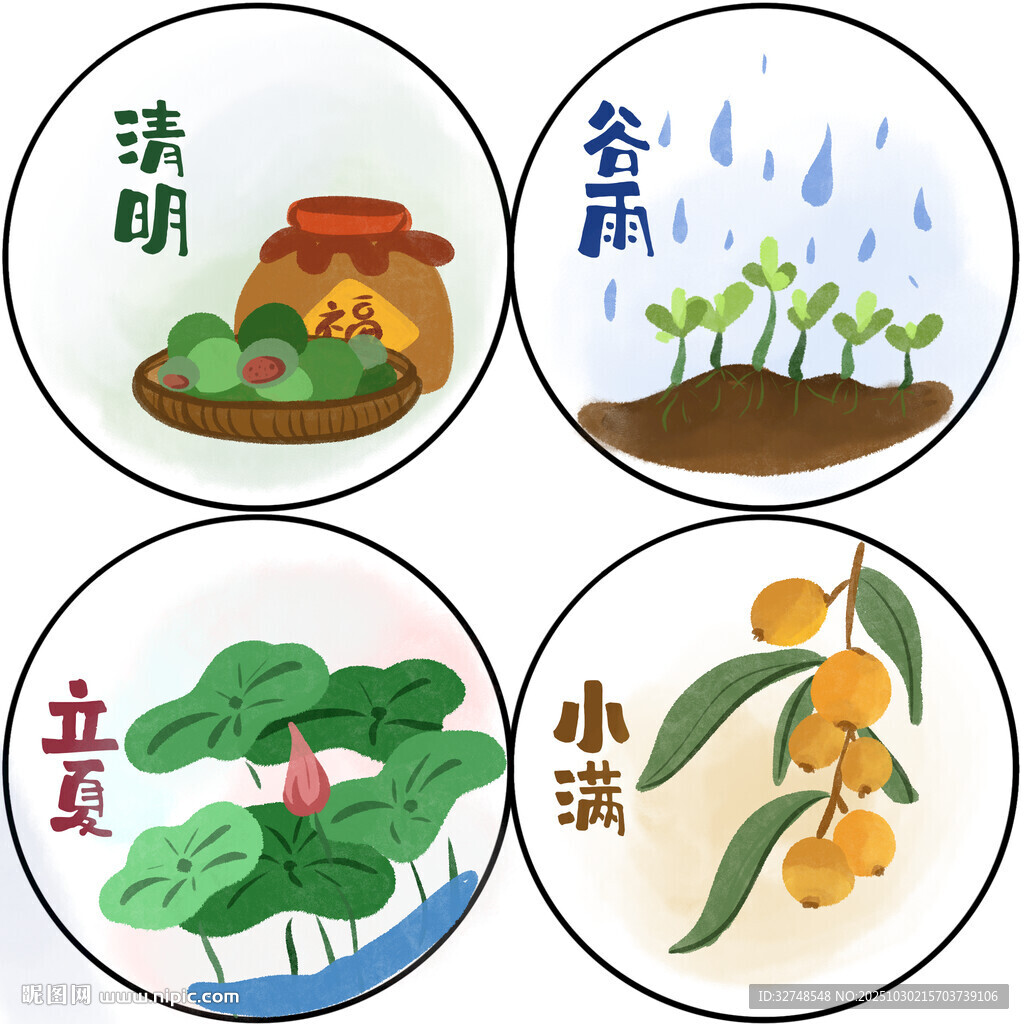 24四季农事节气景象图节气设计