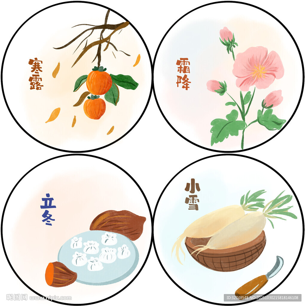 24节气寒露霜降立冬小雪节气图