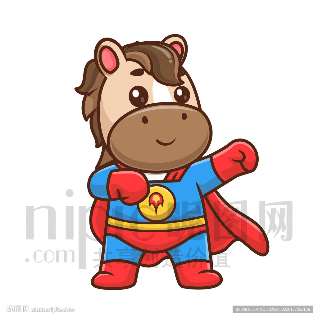 超人装扮的可爱河马