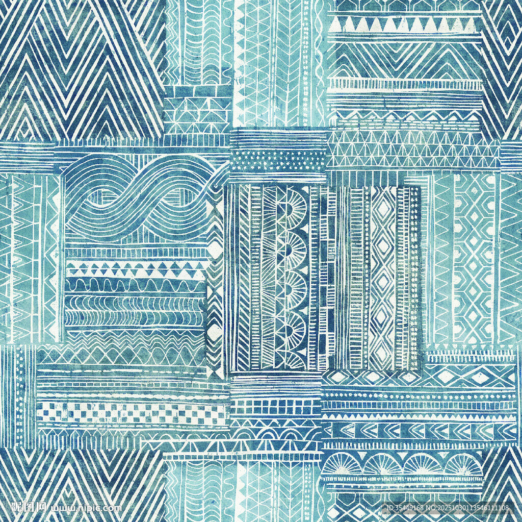 几何线条牛仔拼图