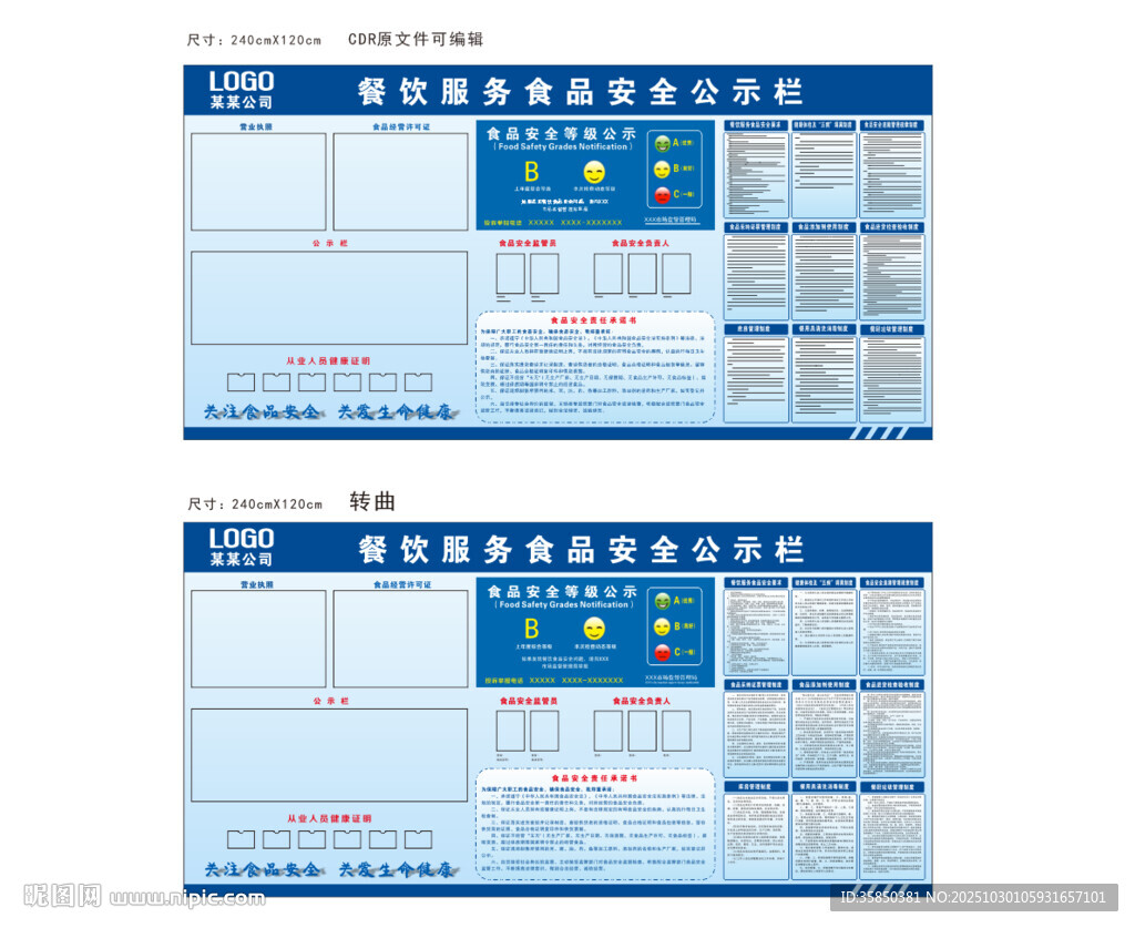 餐饮服务食品安全公示栏