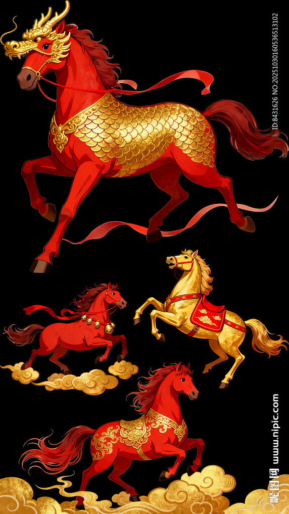 奔腾的中式龙马形象