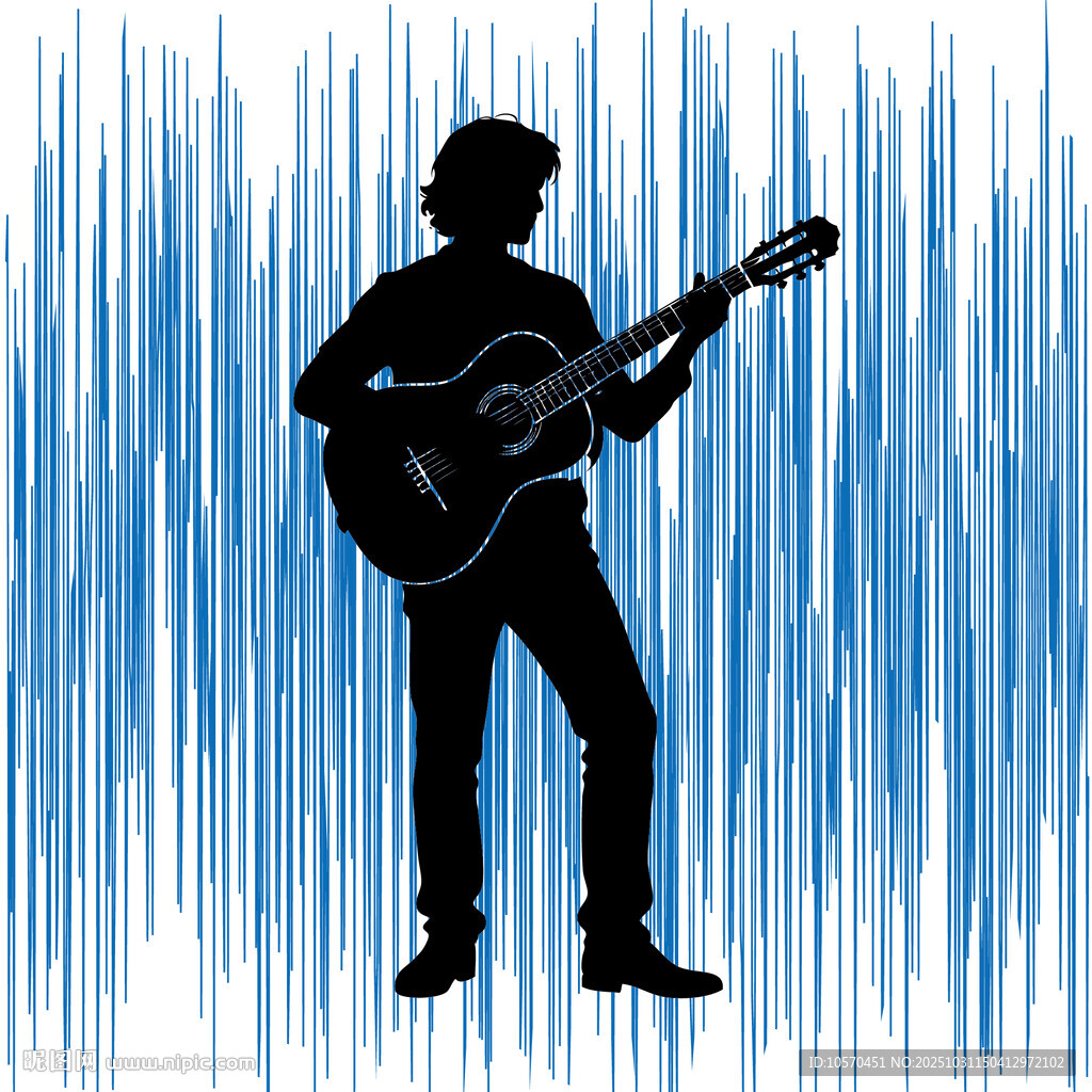 弹吉他的人物剪影