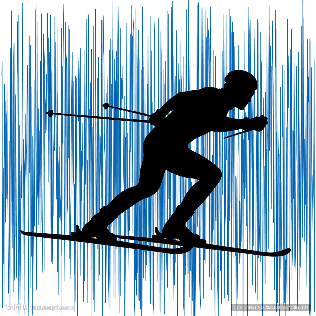 滑雪者奋力滑行的动感瞬间