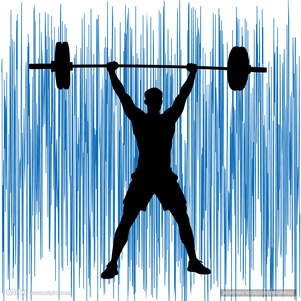 举重运动员力量瞬间剪影