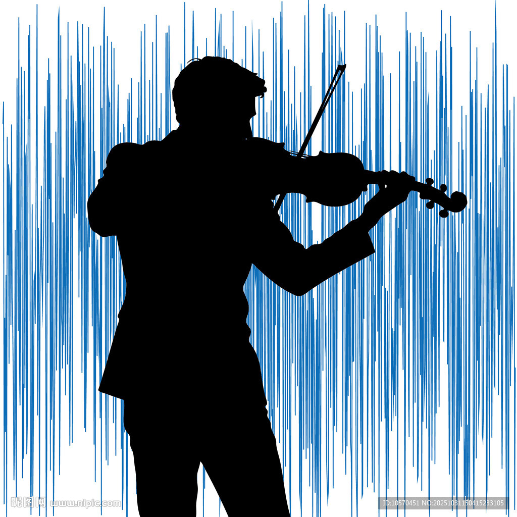 小提琴手剪影演奏瞬间