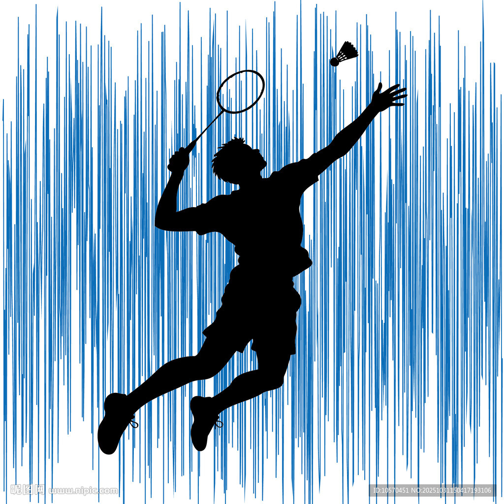 跃起击球的羽毛球运动员