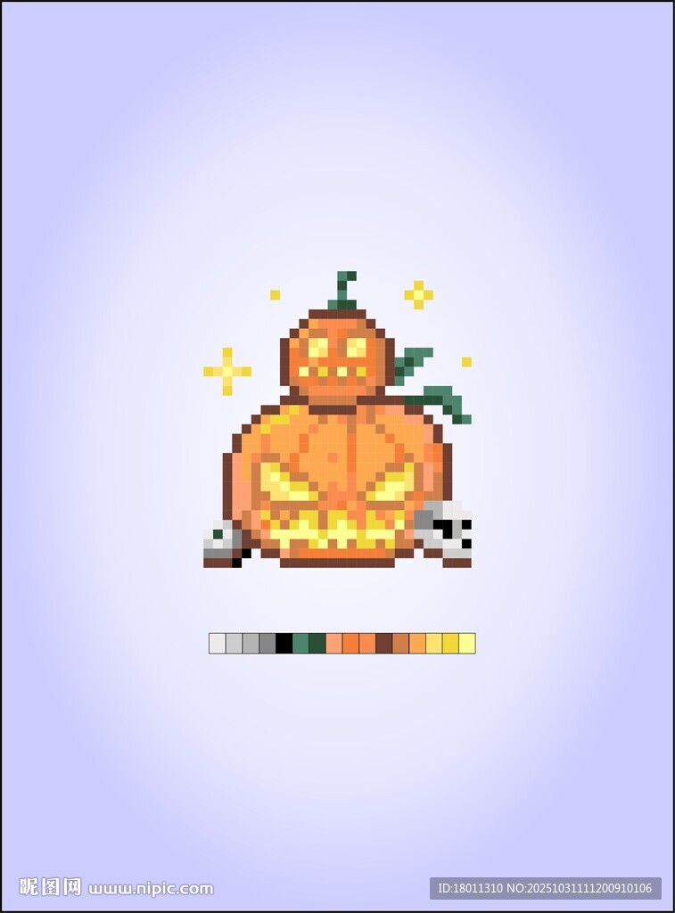 像素风南瓜灯插画万圣节T恤衫图