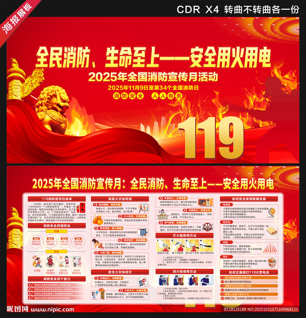 2025年全国消防宣传月展板