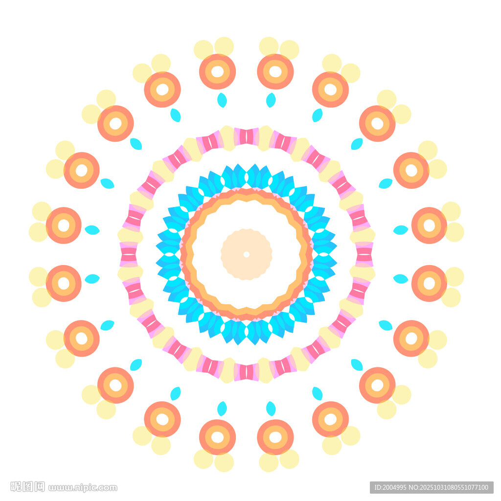 多彩圆形几何图案曼陀罗