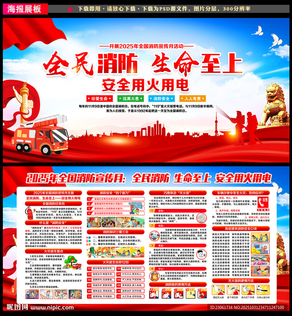 2025年119消防宣传月展板