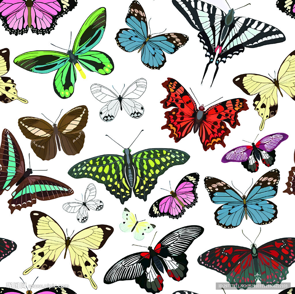多彩蝴蝶图案背景