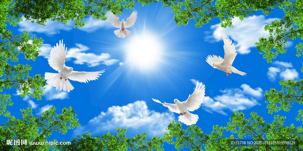 蓝天白云天顶画