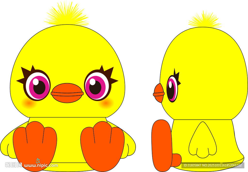 可爱小黄鸭玩偶设计图