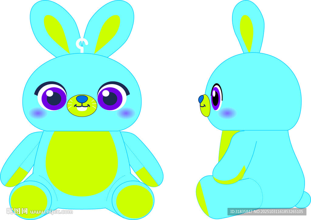 可爱双色兔子毛绒玩具