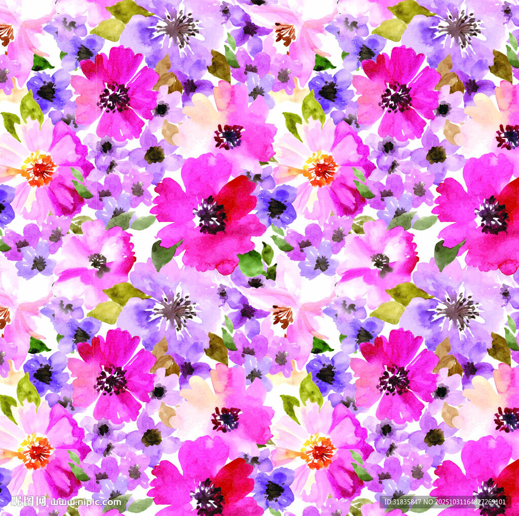 缤纷多彩花卉图案