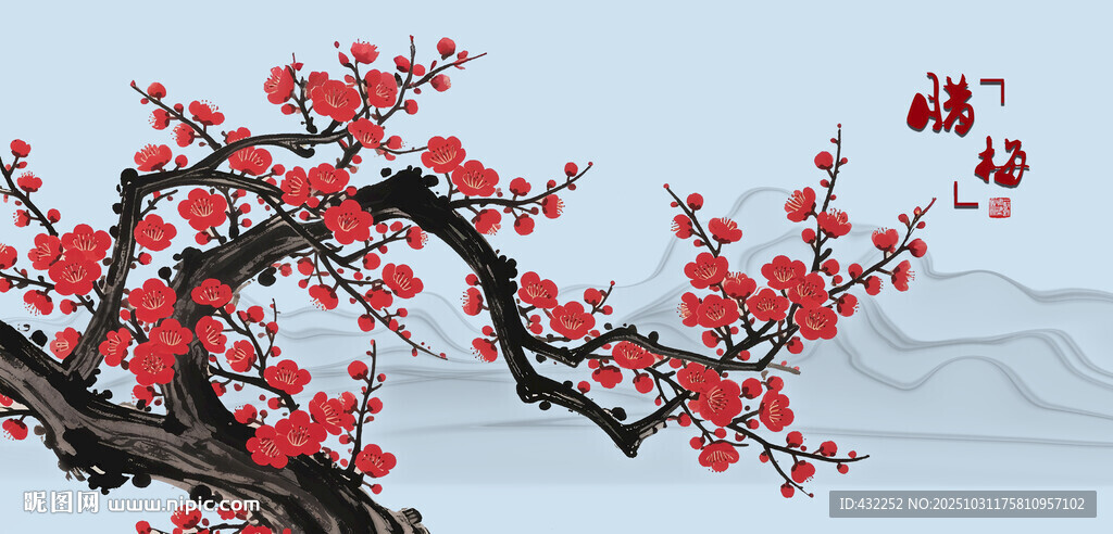 红梅傲雪枝头梅花