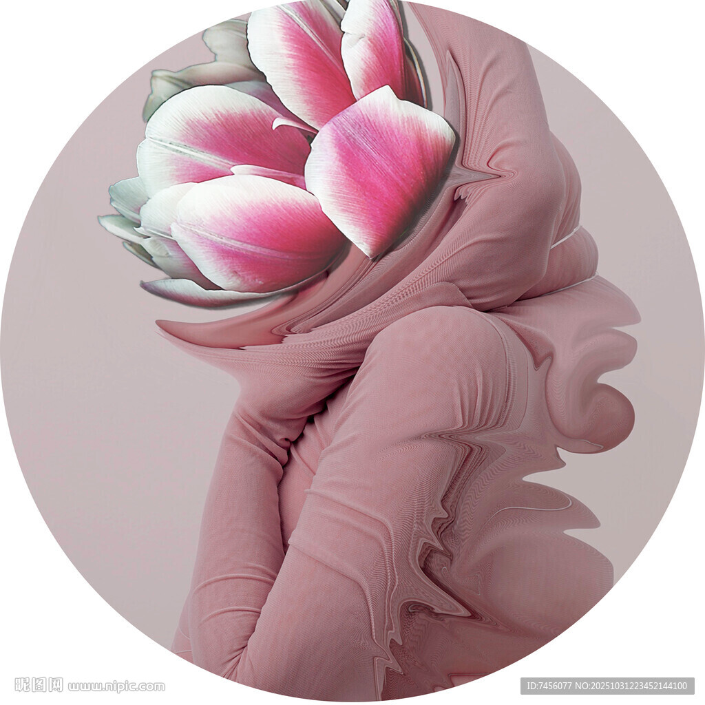 粉色艺术感花朵包裹造型物