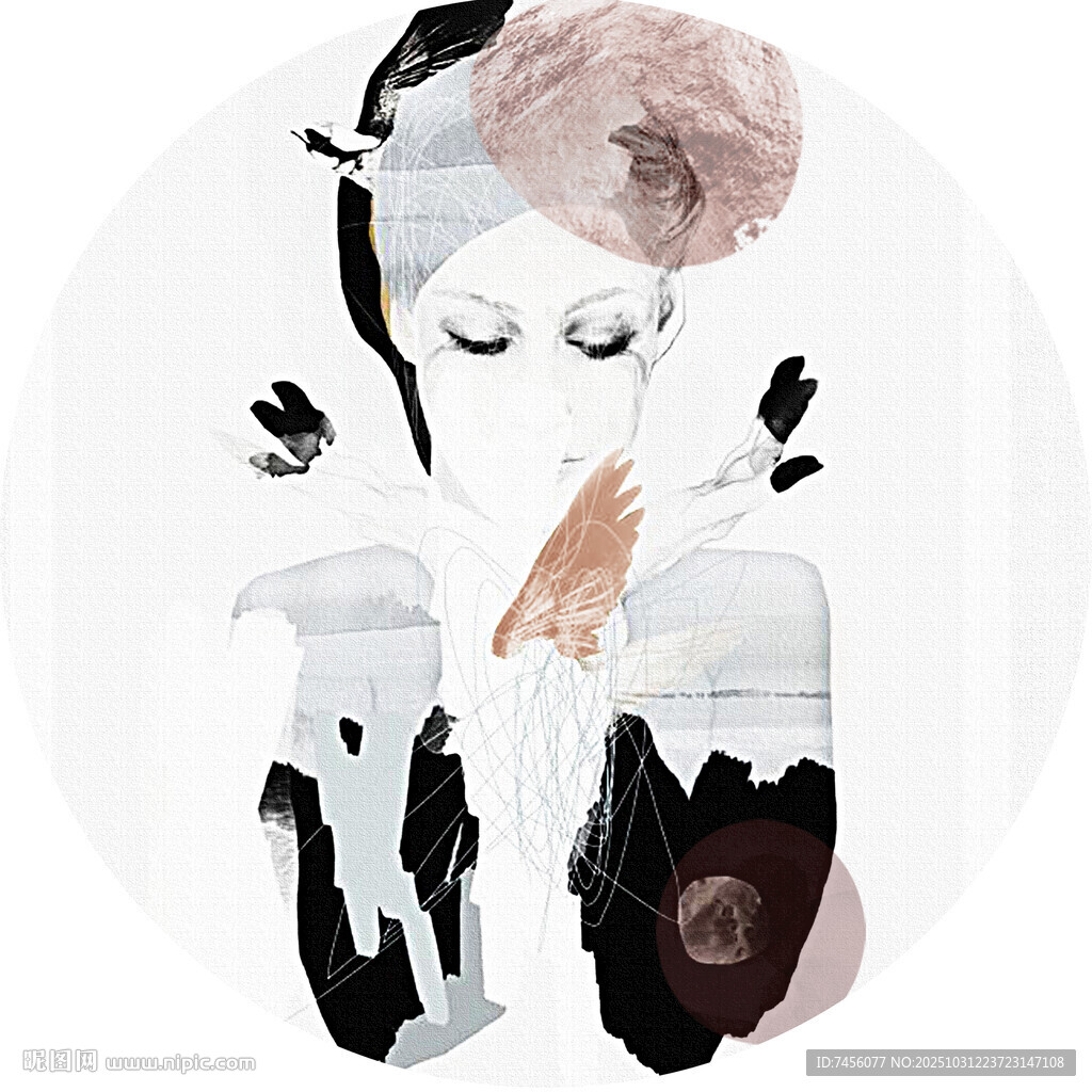 水墨风格时尚女性插画