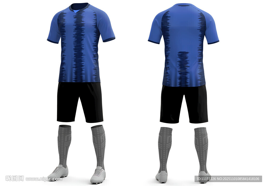 蓝色足球运动套装展示