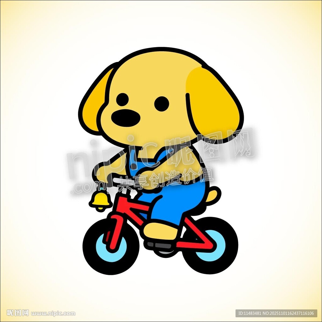 卡通小狗骑自行车