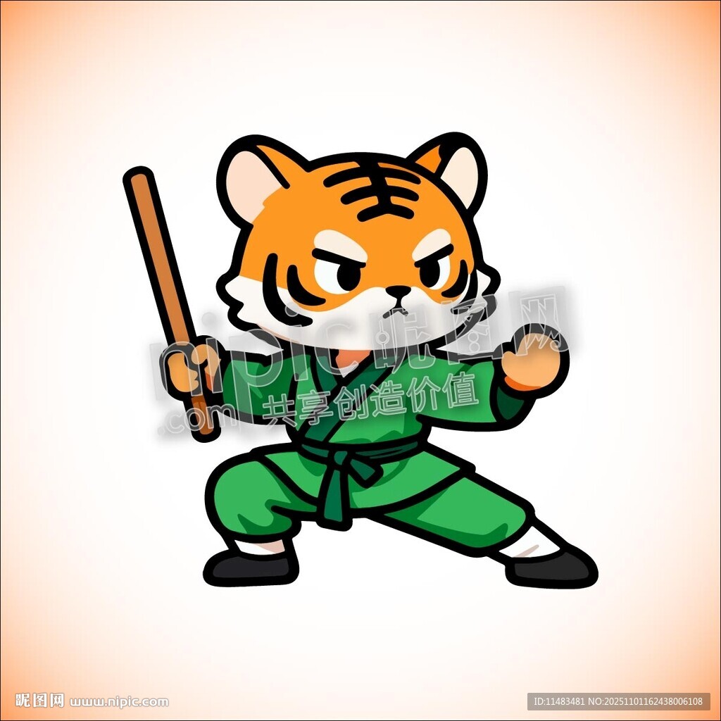 卡通小老虎练功武术