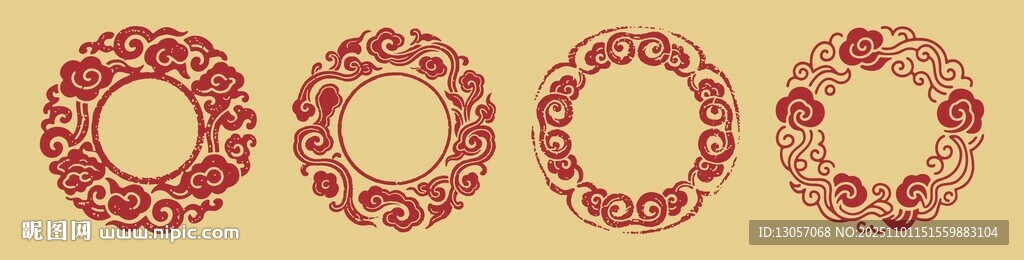 复古圆形花纹图案