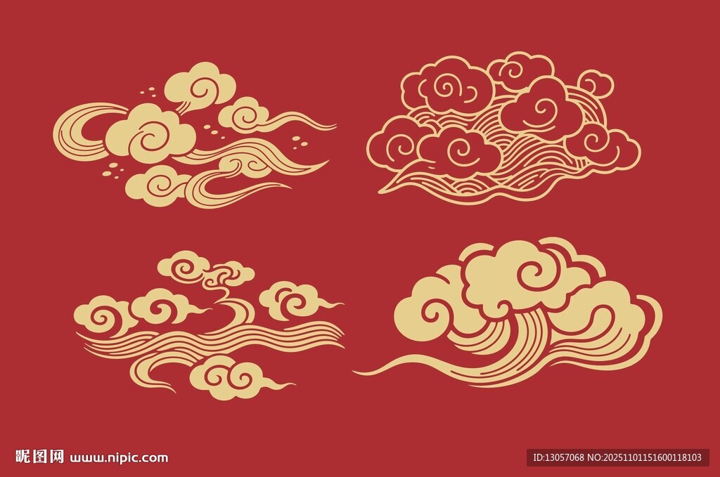 中式古典金色祥云图案