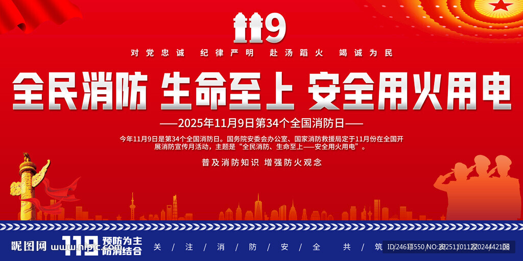 全民消防日安全用电宣传展板