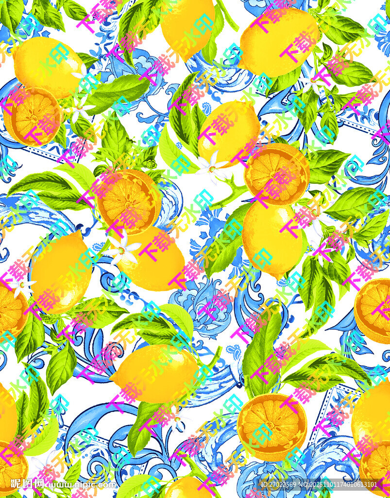 缤纷柠檬图案 清新水果风