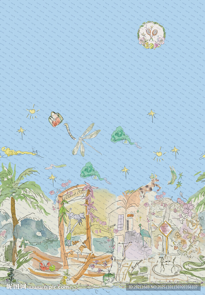 梦幻童话世界插画场景