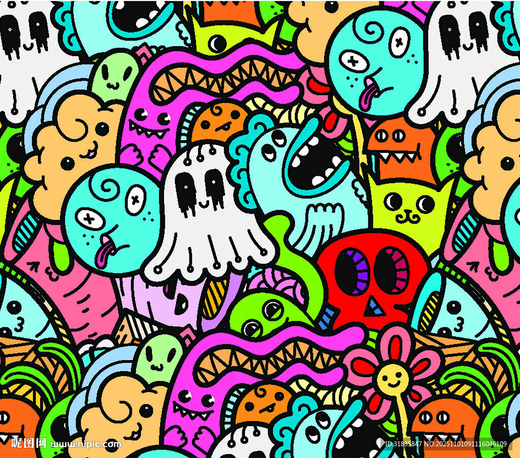 多彩万圣节鬼怪图案