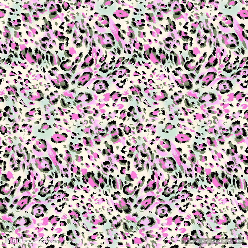 粉色豹纹花卉图案纹理