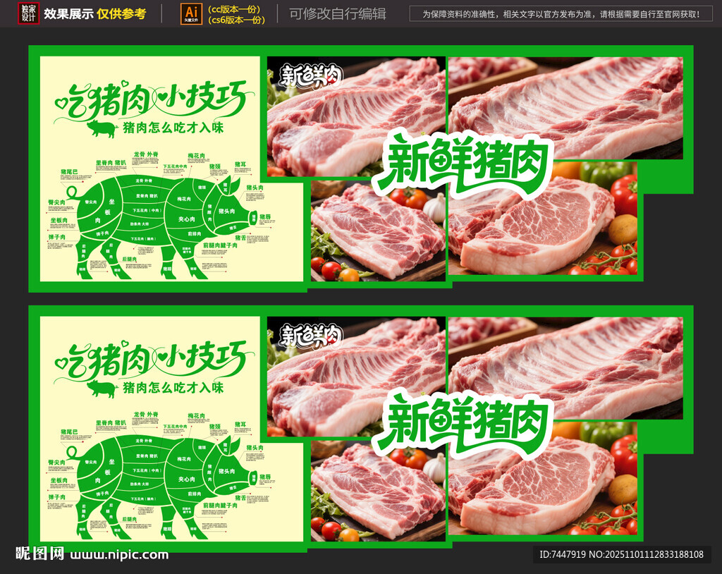 超市猪肉分割海报
